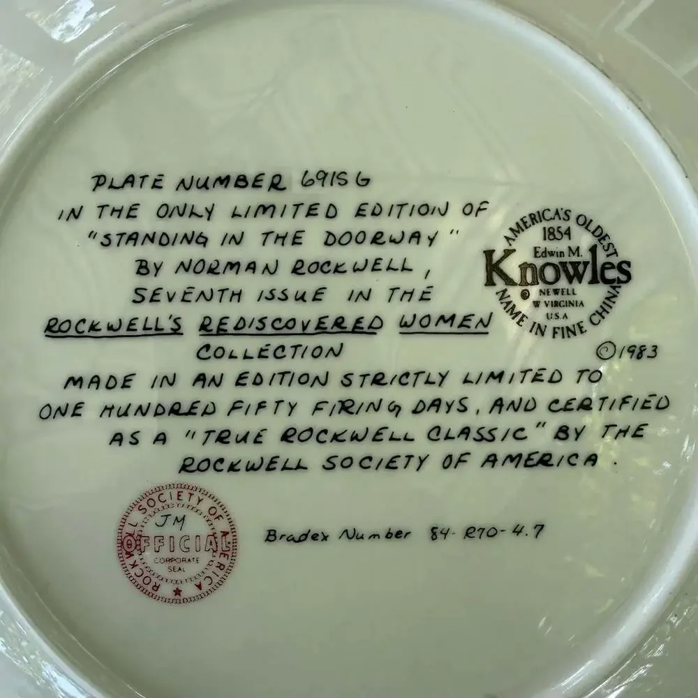 Norman Rockwell's 'Standing in the Doorway' Collector's Plate